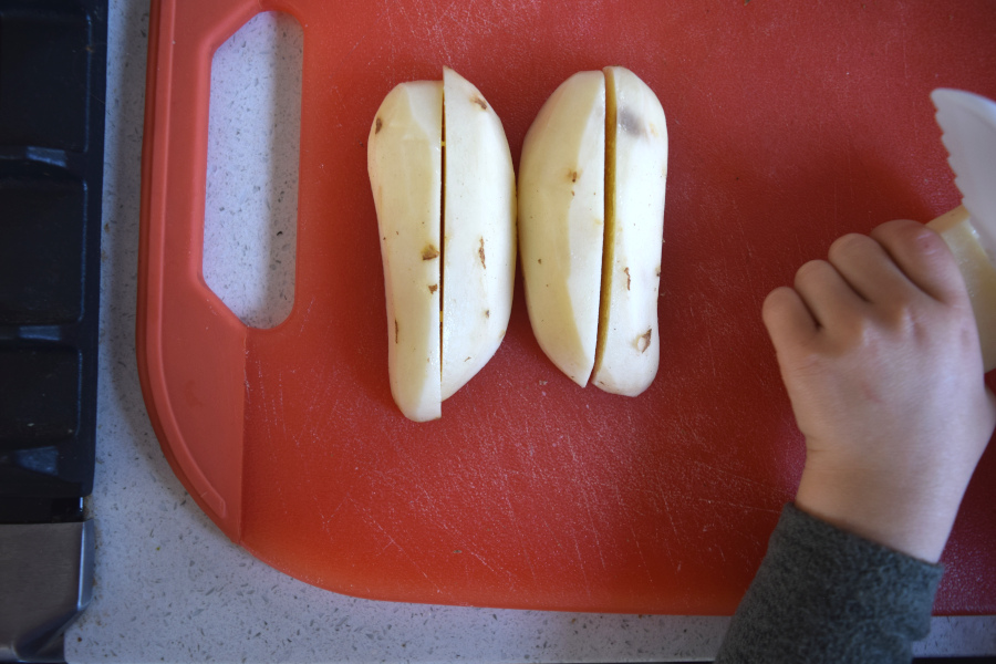 potatoes cut into fourths