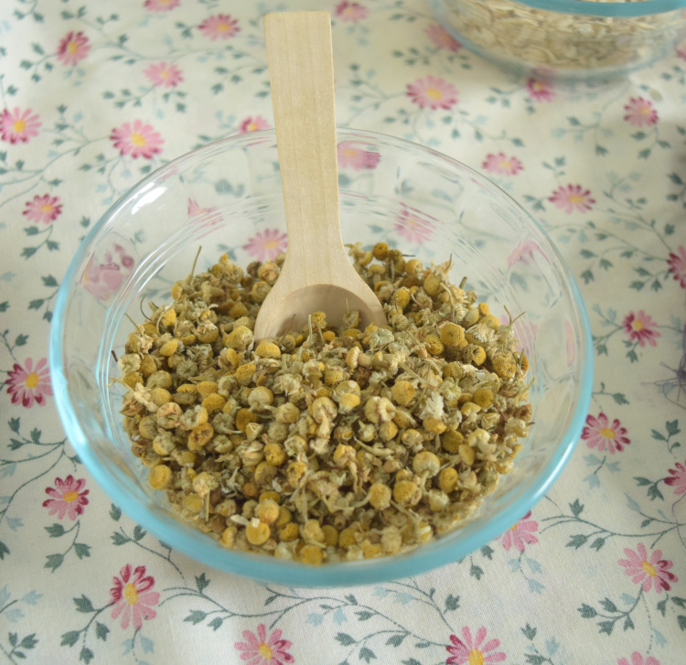 bowl of dried chamomile